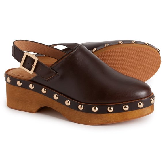NEW Kelsi Dagger Warehouse Slingback Clogs - Leather For Women brown  1125 3t7 - Picture 2 of 5